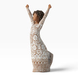 Willow Tree “Courageous Joy” Handcrafted Figurine Of Woman With Raised Arms Intricate White Patterns On Brown Finish Cultural Art Decor New