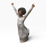 Willow Tree “Courageous Joy” Handcrafted Figurine Of Woman With Raised Arms Intricate White Patterns On Brown Finish Cultural Art Decor New