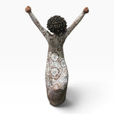 Willow Tree “Courageous Joy” Handcrafted Figurine Of Woman With Raised Arms Intricate White Patterns On Brown Finish Cultural Art Decor New