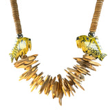 Handcrafted Fish Pendant Necklace With Wood Beads Natural Bone Accents Unique Statement Jewelry