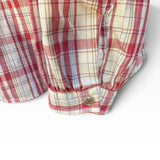 Vintage 1970s Tem Tex Women’s Red Plaid Pearl Snap Blouse Ruffled Yoke Western Pearl Snaps Cowgirl Size L