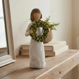 Willow Tree "Magnolia" Figurine Holding Green Wreath Hand-Painted Resin 5.5" New Texas
