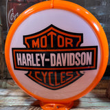 Harley-Davidson Motor Cycles Reproduction Gas Pump Globe, Glass Lenses