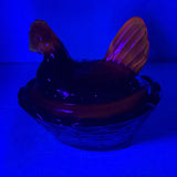 Roses Closet Mini Ruby Red Glass Hen On Nest Salt Cellar GLOWS Decorative Collectible New