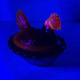 Roses Closet Mini Ruby Red Glass Hen On Nest Salt Cellar GLOWS Decorative Collectible New