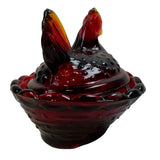 Roses Closet Mini Ruby Red Glass Hen On Nest Salt Cellar GLOWS Decorative Collectible New