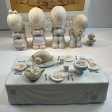 Vintage Precious Moments We Gather Together To Ask The Lords Blessing 6 Piece Figurine Set Thanksgiving