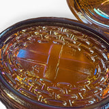 Rosso Westmoreland Carnival Glass Amber Hen and Rooster Nest Set USA New