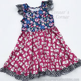 Floral kittens twirl dress for girls