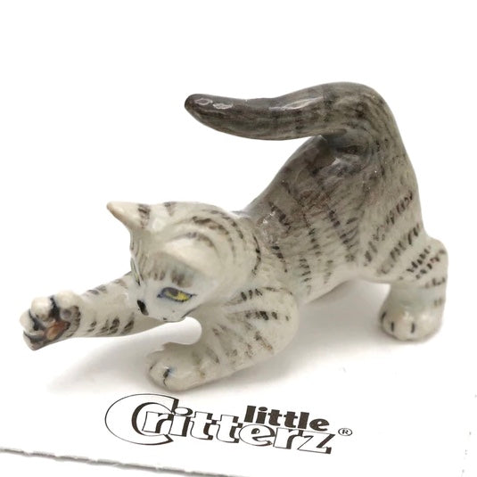 Little Critterz Grey Tabby Miniature Porcelain Kitten Figurine