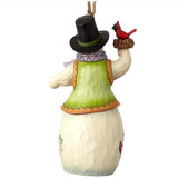 Jim Shore Snowman in Top Hat with Cardinal Ornament