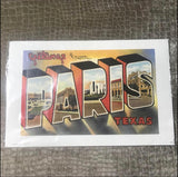 Paris Texas Vintage Post Card Style Poster