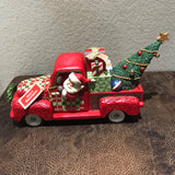 Jim Shore Santa in Red Pickup Truck