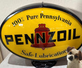Pennzoil Oval Reproduction Gas Pump Globe, Glass Lenses